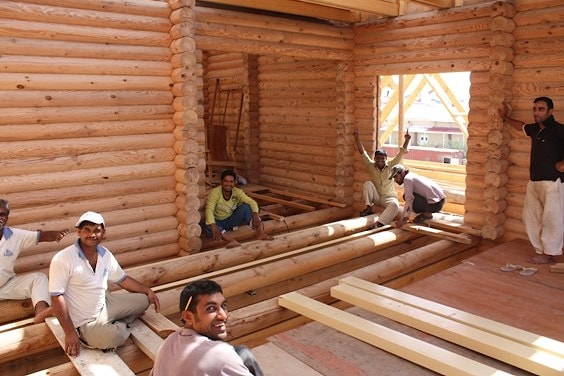 Wooden house assembly in UAE Ras Al Khaimah