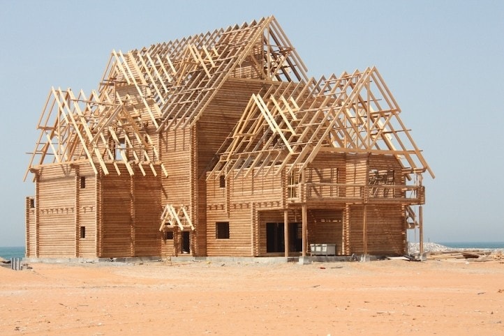 Wooden house assembly in UAE Ras Al Khaimah