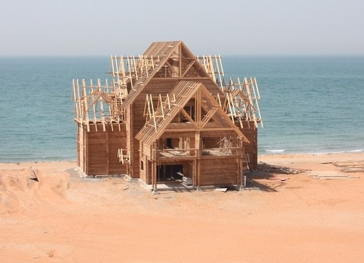 Wooden house assembly in UAE Ras Al Khaimah