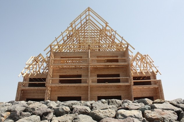 Wooden house assembly in UAE Ras Al Khaimah