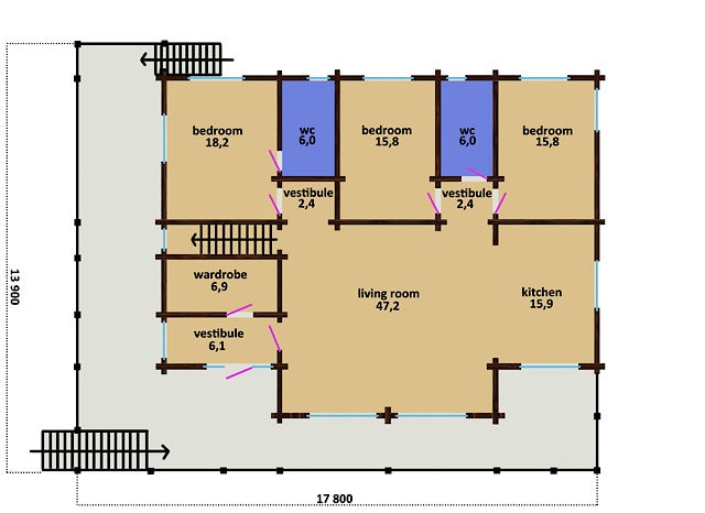 Wooden homes designs 200-400 m²