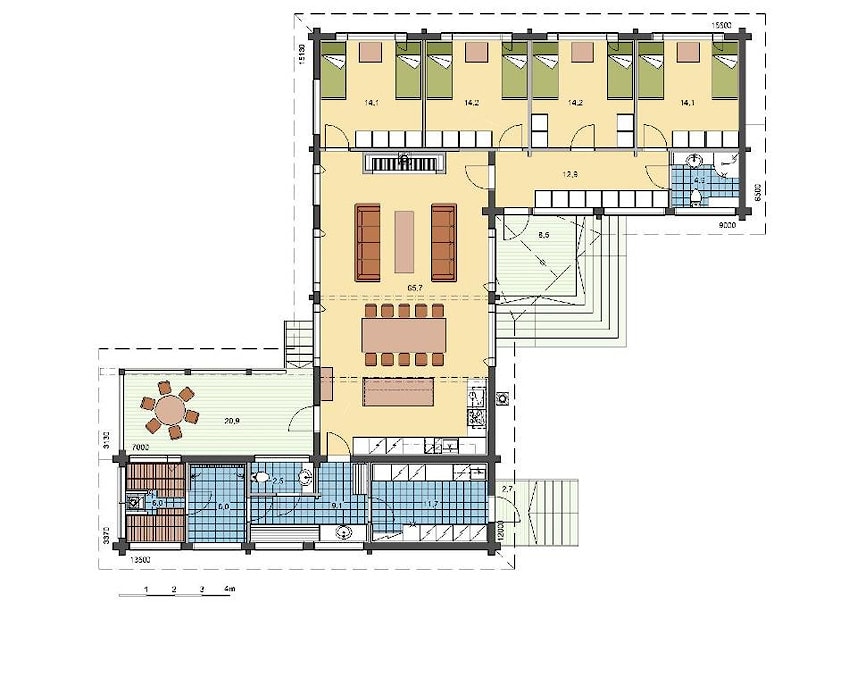 Wooden prefab house plan ( glued laminated timber ) "Arento"