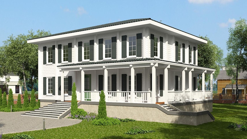 Designs of an american-style wooden house "USA Kingspan" 