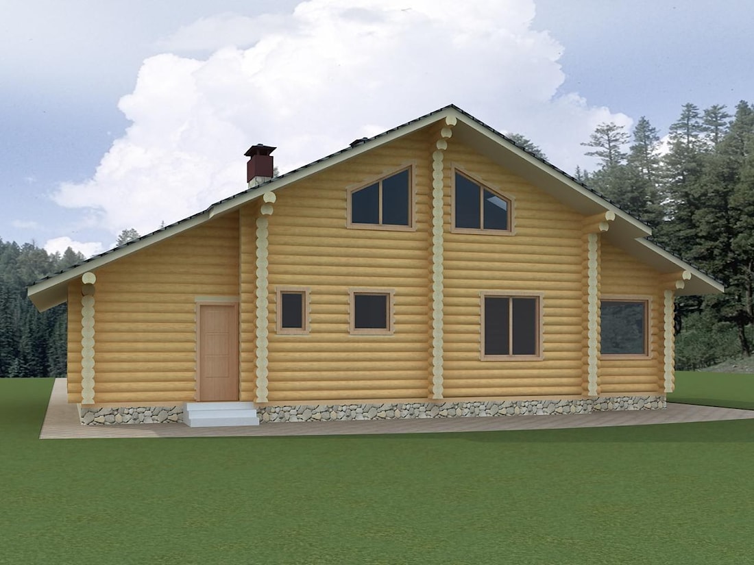 Timber house design from rounded log