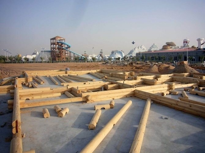 Wooden house assembly in UAE Ras Al Khaimah