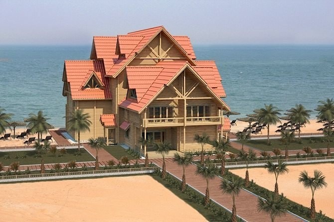 Wooden house assembly in UAE Ras Al Khaimah