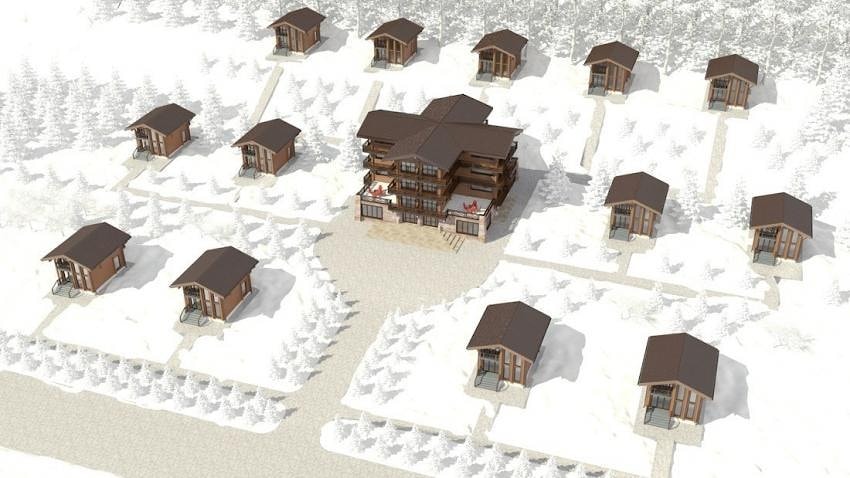 Wooden Hotel Complex from glued laminate timber "Snowy Georgia"
