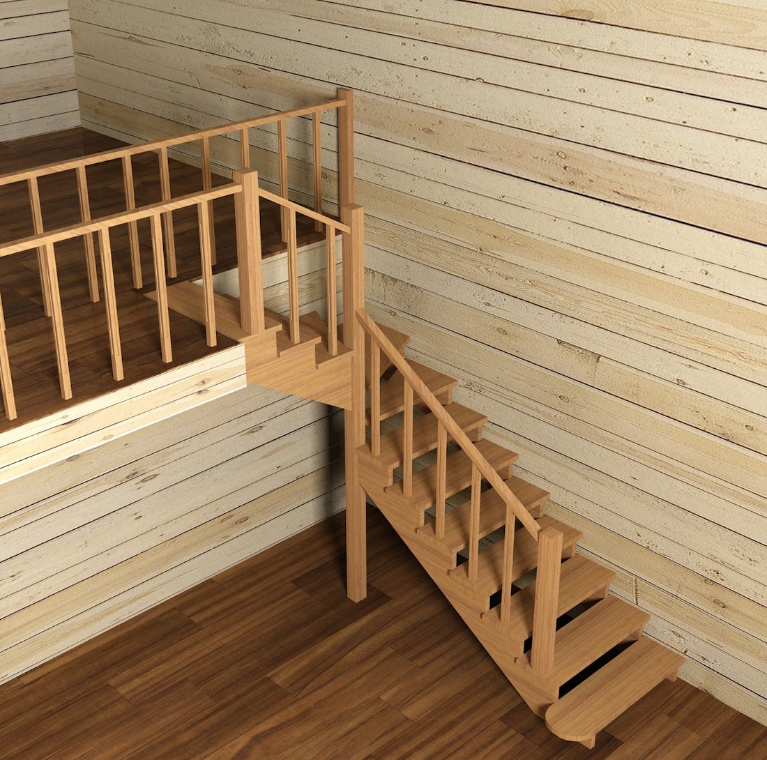 Stairs in glulam house