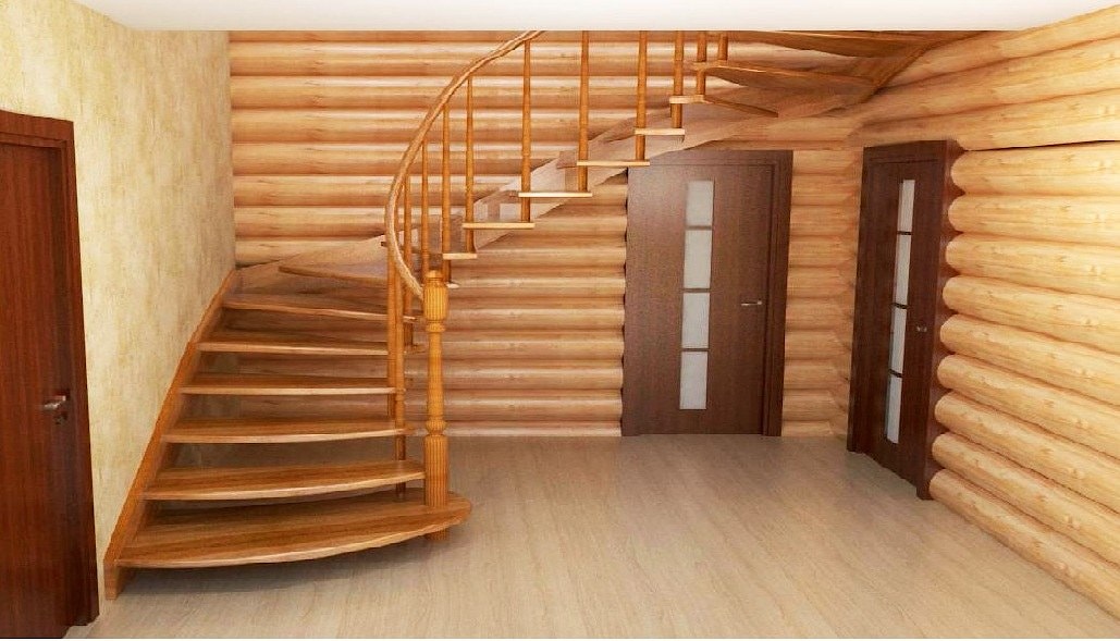 Stairs in wooden house