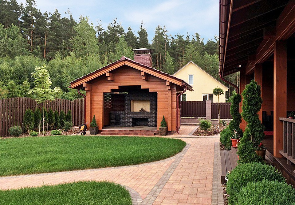 Wooden glued timber barbecue house