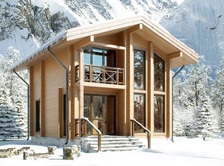 The house from prfiled glued timber, grade A, the "Till" project is 84 m², the walls are 18 cm thick  