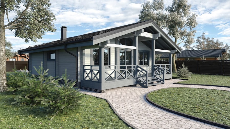A typical project of a house made of timber "Eurodom-1" - 80-90 square meters  