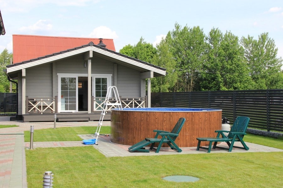Sauna with swimming pool and terrace "Poseidon" 65 m², made of glulam  
