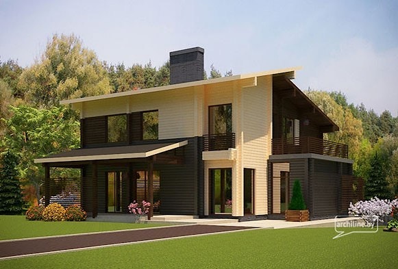 Modern hi-tech style wooden house design USA 217 m²