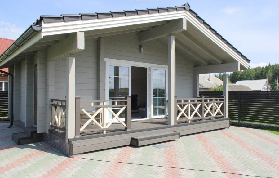 Glued beam bath with swimming pool and terrace "Poseidon" 65 m²