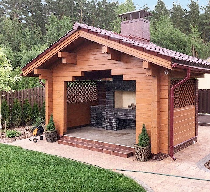 Wooden glued timber barbecue house