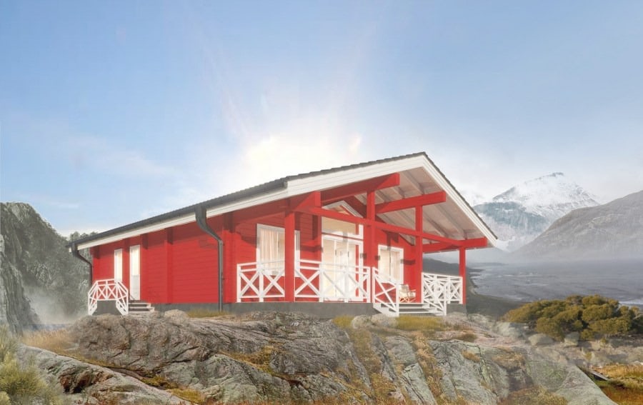 Wooden house made of glued laminated timber "Red House" 103 sq.m  
