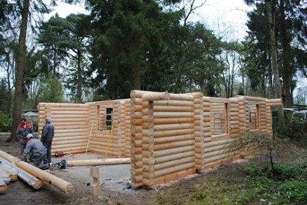 Wooden house assembly in Amsterdam suburb, Netherlands