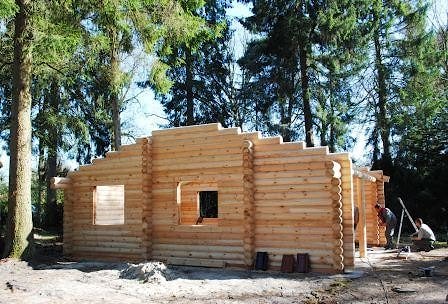 Wooden house assembly in Amsterdam suburb, Netherlands