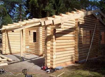 Wooden house assembly in Amsterdam suburb, Netherlands