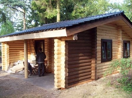 Wooden house assembly in Amsterdam suburb, Netherlands