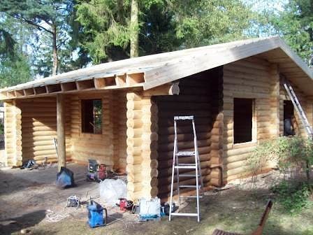 Wooden house assembly in Amsterdam suburb, Netherlands