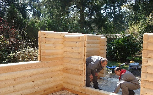 Wooden house assembly in Amsterdam suburb, Netherlands