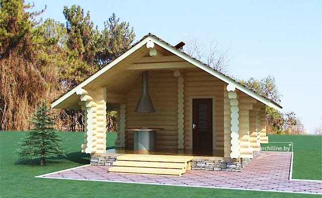 Wood sauna design 32 m²