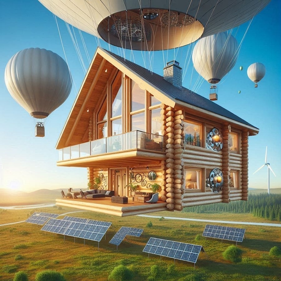 Flying glued laminated timber / log house by Archiline (creative interpretation). Heaven without boundaries