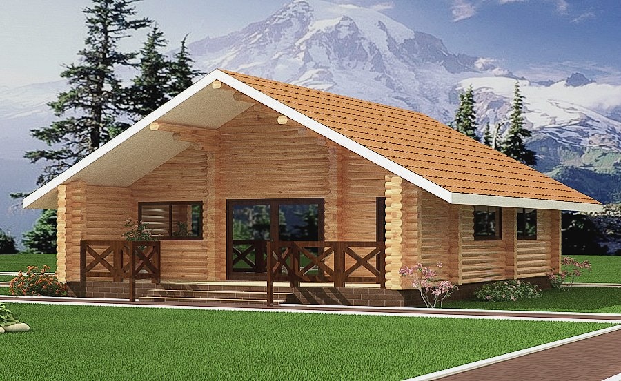 Plan of alpine wooden cafe "Taimi" - a cabin from round logs