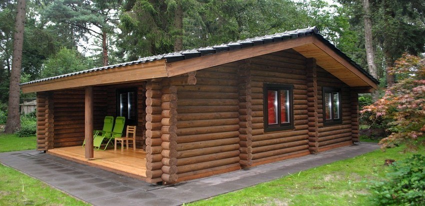 Log cabin kits : Dutch log house "Van Dijk" (house kit with wooden windows,  ceramic tiles, concrete strip foundation) — total area 46 m² — 20-Д