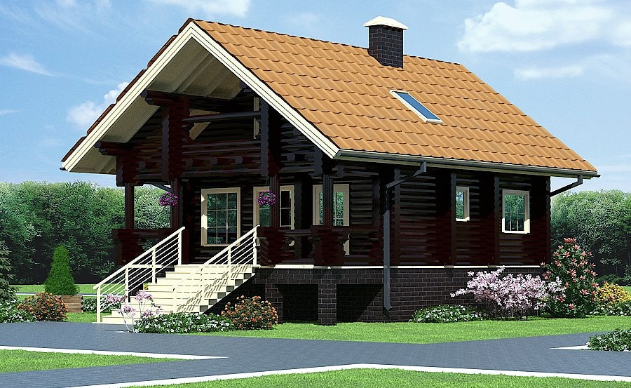 Log cabin plans / Log camping house USA 93 m²  