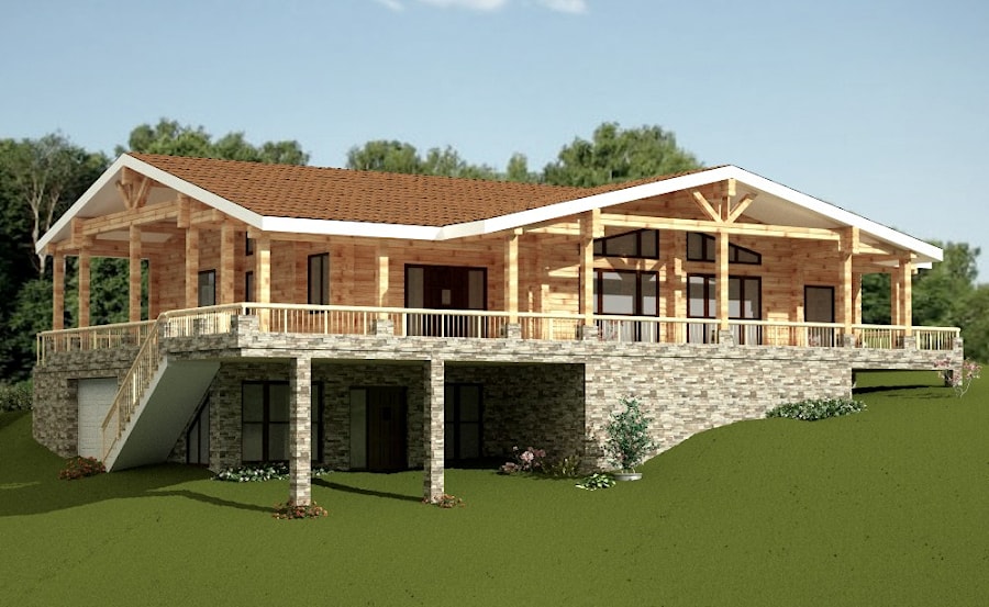 Wooden house plans: Italian summer wooden homes "Arlette" 309m²  