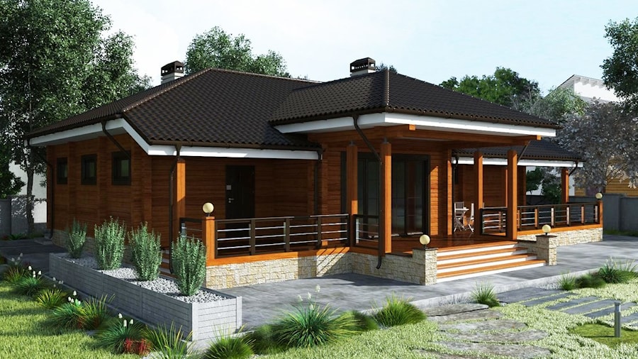 Design of wooden eco home made of glulam - adorable timber ranch "Dolena"   