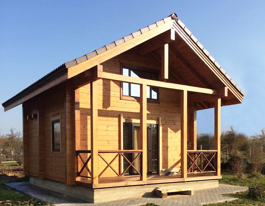 Wooden house of glued timber "Defender", area 48 m², wall thickness 16 cm - wall price: $ 12,200  
