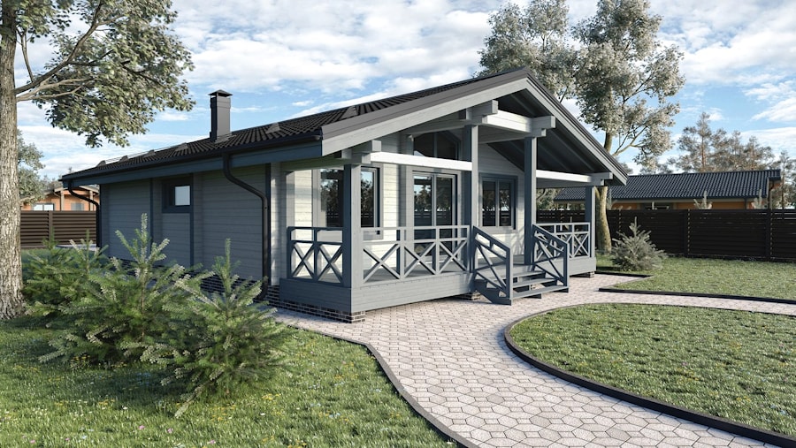 A typical project of a house made of timber "Eurodom-1" - 80-90 square meters