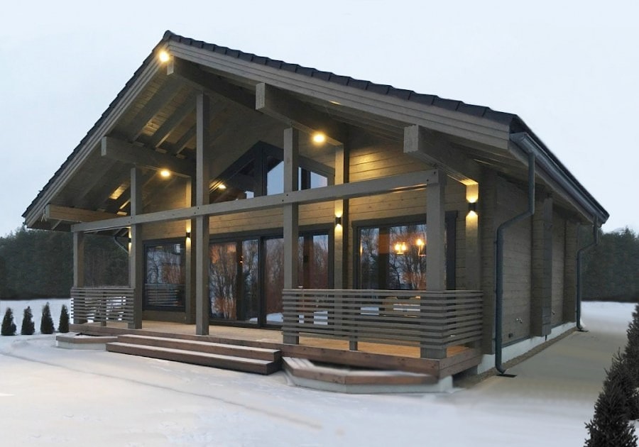 Black wooden house - timber chalet, heating heat pump, "Black Forest" project 164 m²  