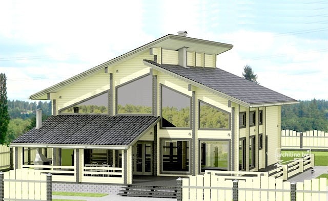 Wooden house plans: Clear spacious timber house Da Vinci style 405 m²  