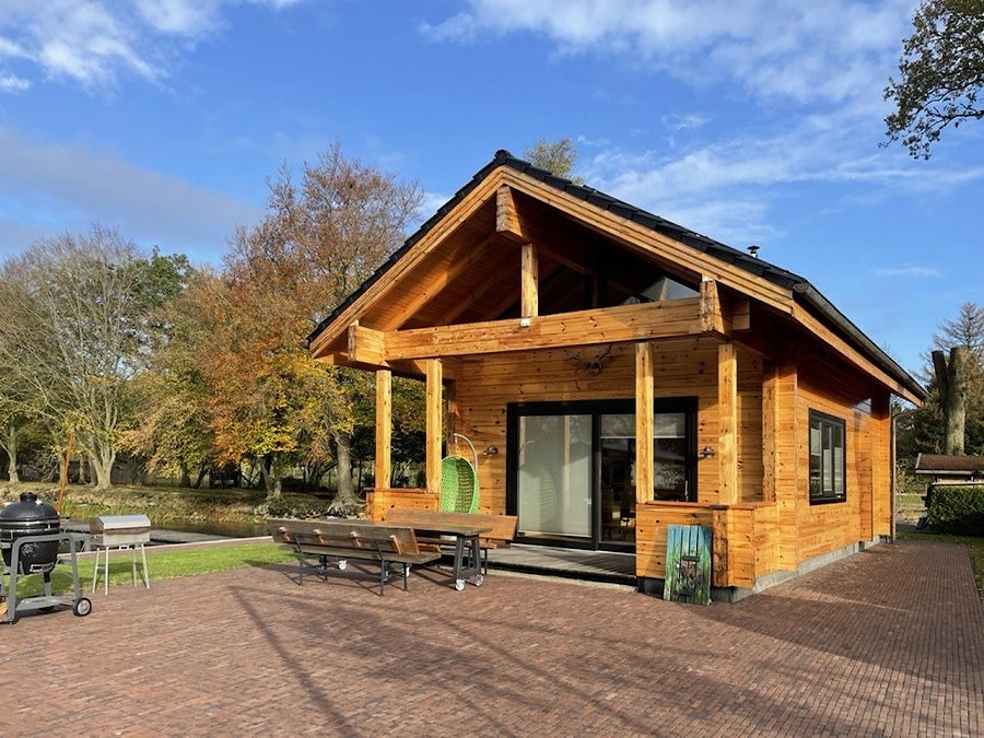 Country house with a sauna of profiled laminated timber 80 m2 project «Danube»  