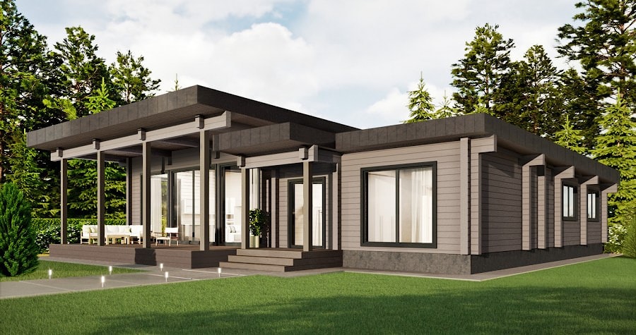 Wooden house with a flat roof, project "Shades of Gray" 259 m²