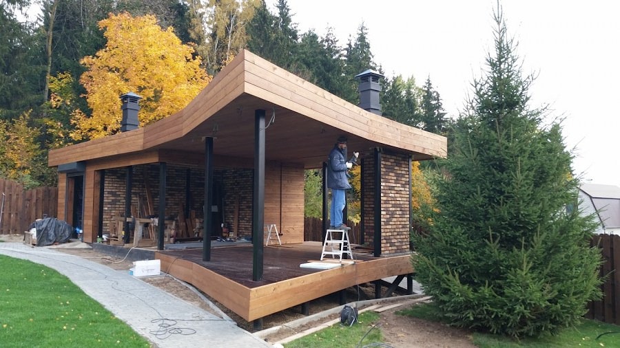 Living room arbor with a flat roof in Minsk, project "Dima Bilan"  