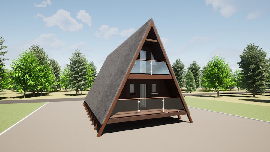 Triangular house A-shaped hut, A-frame house   