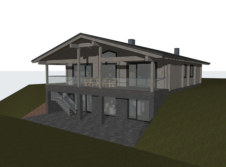 Stone and wood house: combined, mixed and hybrid chalet-style house   