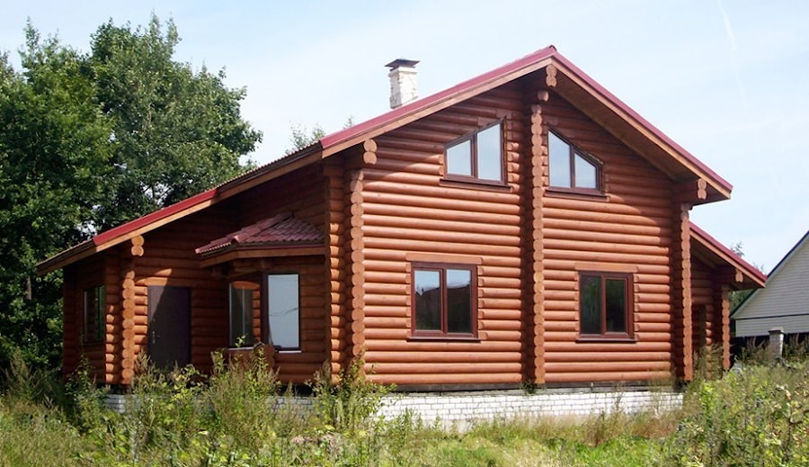 Log cabin design from round logs in a country style "House 173"   