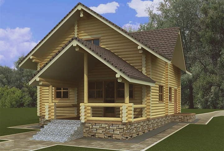 Cozy timber log cabin: "House 125" (wooden doors, wooden windows)   